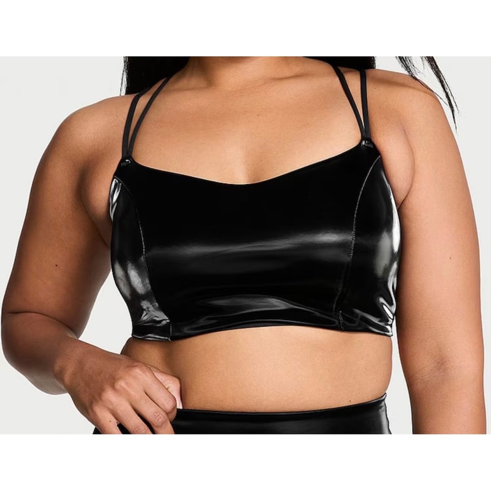Victoria's Secret VSX Elevate Liquid Shine Strappy-Back Black Sports Bra XL